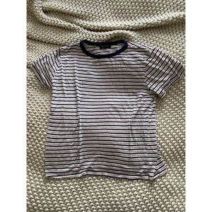 Roolee Navy Blue + Pink Striped T Shirt